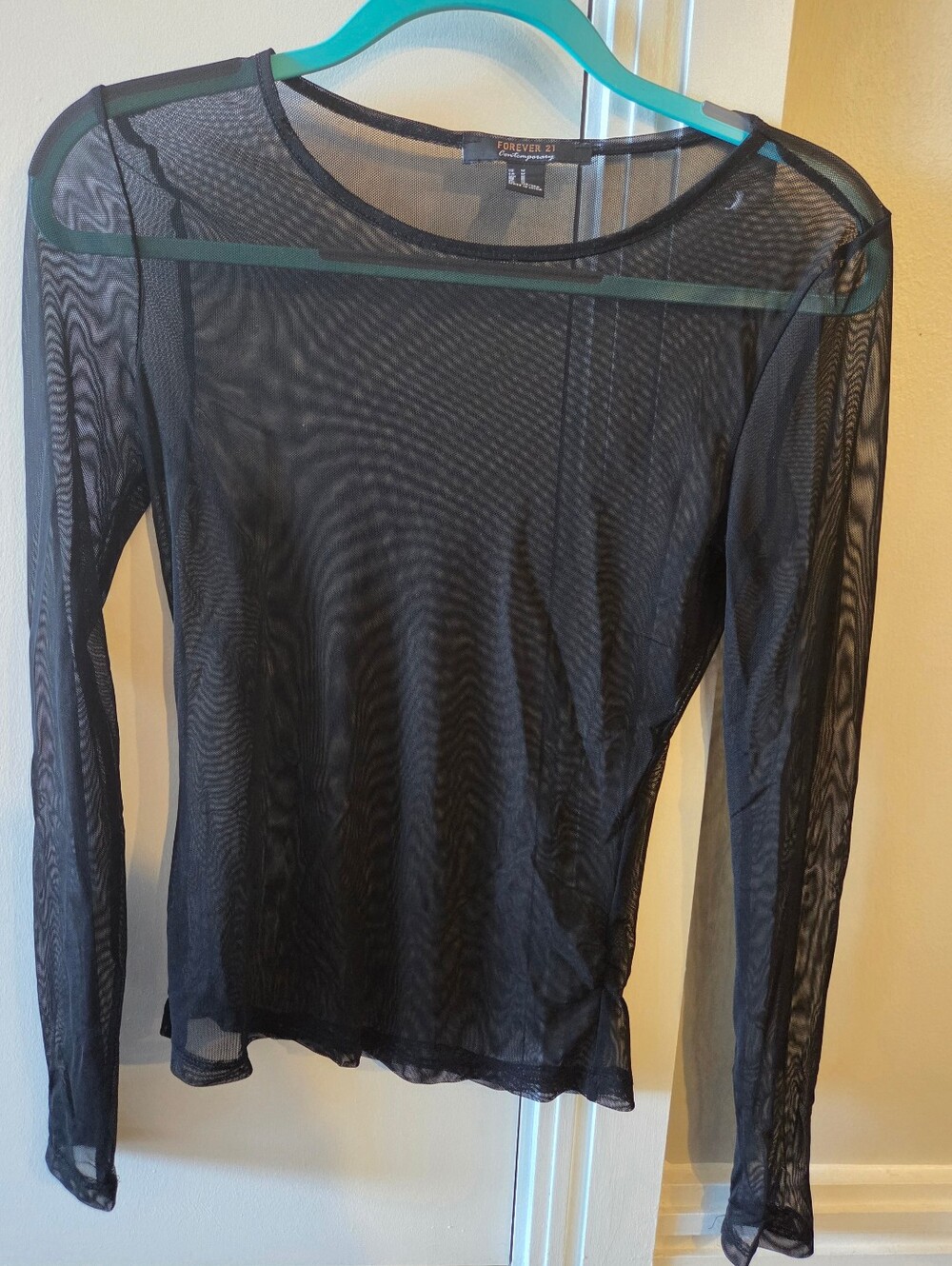 Forever 21 Fine Black Mesh Longsleeve Shirt